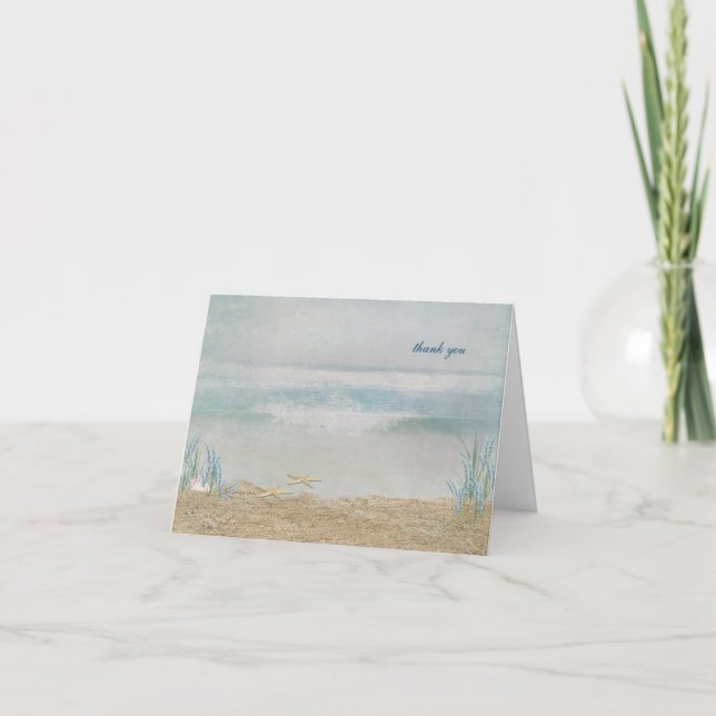 Tarjeta De Agradecimiento boda de playa gracias (Anverso)