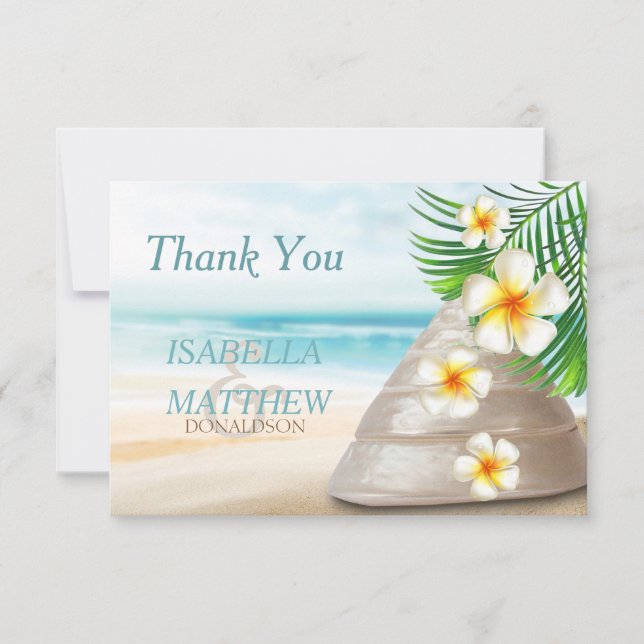 Tarjeta De Agradecimiento Boda de playa para el Sr. y la Sra. (Anverso)