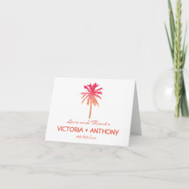 Tarjeta De Agradecimiento Boda de Playa Tropical Palm Tree