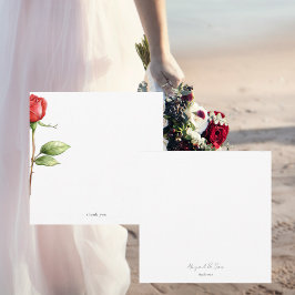 Tarjeta De Agradecimiento Boda de plaza personalizada Red Rose Stem