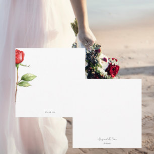 Tarjeta De Agradecimiento Boda de plaza personalizada Red Rose Stem