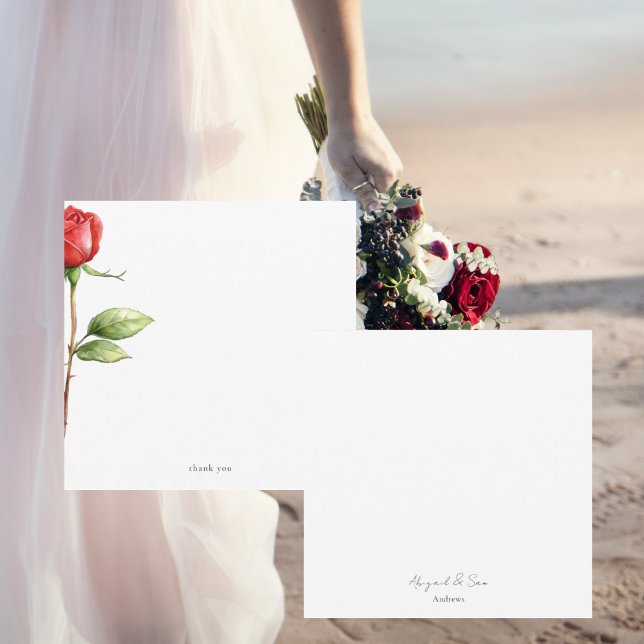 Tarjeta De Agradecimiento Boda de plaza personalizada Red Rose Stem (Subido por el creador)