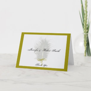 Tarjeta De Agradecimiento Boda de Plumas de Marabú Doradas y Blancas Agradec