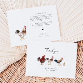 Tarjeta De Agradecimiento Boda de pollo con tema de Barn