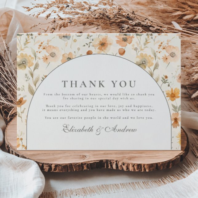 Tarjeta De Agradecimiento Boda de pradera botánica suave (Subido por el creador)