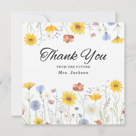 Tarjeta De Agradecimiento Boda de primavera con flores silvestres modernas