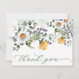 Tarjeta De Agradecimiento Boda de primavera de verano con flores silvestres