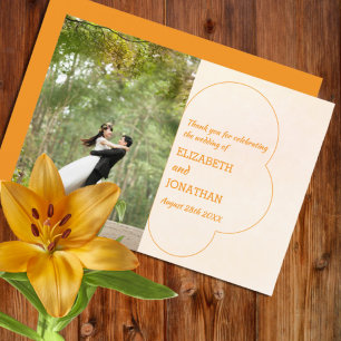 Tarjeta De Agradecimiento Boda de puesta de sol naranja