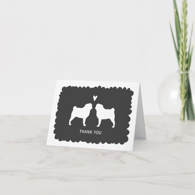 Tarjeta De Agradecimiento Boda de Pug Gracias (Anverso)