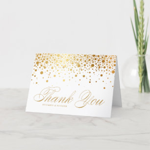 Tarjeta De Agradecimiento Boda de puntos de confetti de Relieve metalizado d
