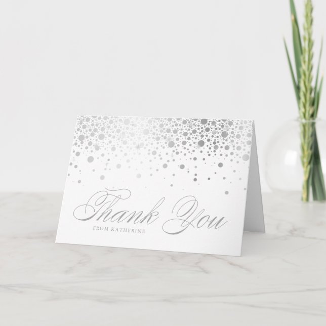 Tarjeta De Agradecimiento Boda de puntos de confetti de Relieve metalizado p (Anverso)
