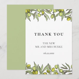 Tarjeta De Agradecimiento Boda de rama de olivo moderno