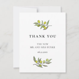 Tarjeta De Agradecimiento Boda de rama de olivo moderno