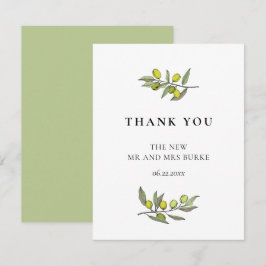 Tarjeta De Agradecimiento Boda de rama de olivo moderno