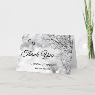 Tarjeta De Agradecimiento Boda de ramas de Nieve de Winter Wonderland
