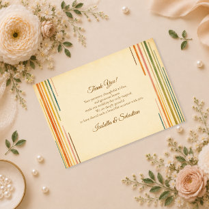 Tarjeta De Agradecimiento Boda de raya moderna retro