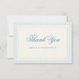 Tarjeta De Agradecimiento Boda de rayas azules clásicas