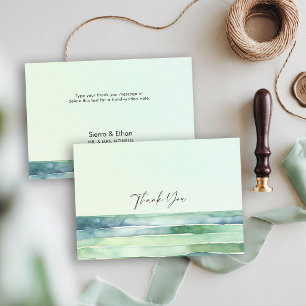 Tarjeta De Agradecimiento Boda de rayas verdes marinas en la piscina de mare