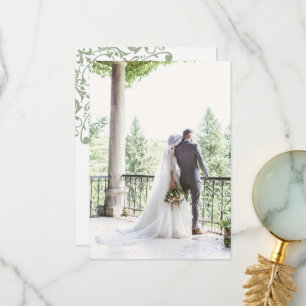 Tarjeta De Agradecimiento Boda de Regencia Francesa Fleur Verde de Lis