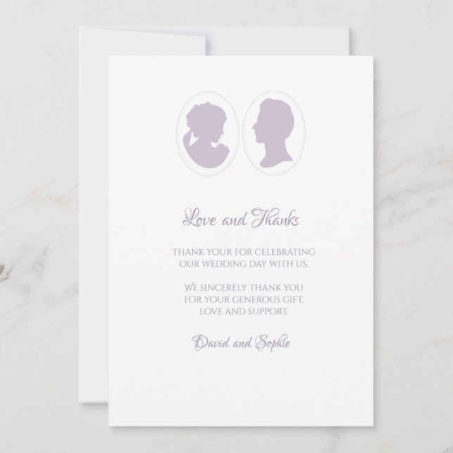 Tarjeta De Agradecimiento Boda de Regency Purple Cameo (Reverso)