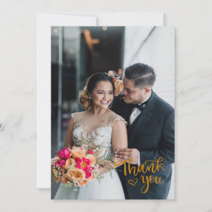 Tarjeta De Agradecimiento Boda de Relieve metalizado dorado de lujo - Tarjet