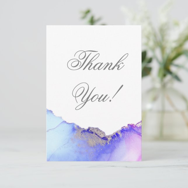 Tarjeta De Agradecimiento Boda de resumen azul moderno (Anverso de pie)
