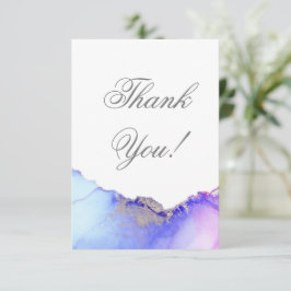 Tarjeta De Agradecimiento Boda de resumen azul moderno