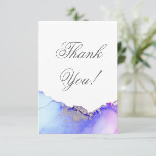 Tarjeta De Agradecimiento Boda de resumen azul moderno