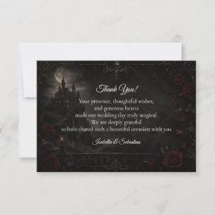 Tarjeta De Agradecimiento Boda de Romance Encantado Gótico bajo la Luz de la