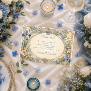 Tarjeta De Agradecimiento Boda de Romance Floral Art Nouveau Etéreo