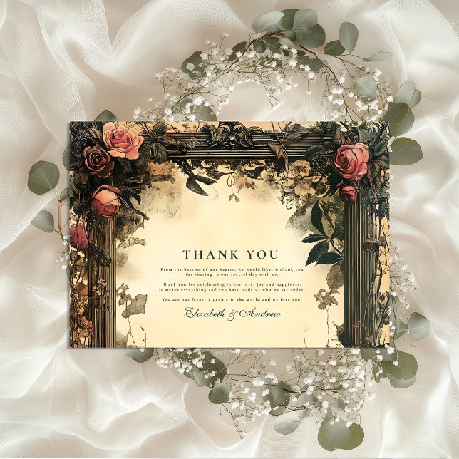 Tarjeta De Agradecimiento Boda de Romance Oscuro Art Nouveau (Subido por el creador)
