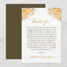Tarjeta De Agradecimiento Boda de Rosa Amarilla e Ivory Elegante