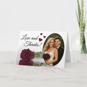 Tarjeta De Agradecimiento Boda de Rosa Burgundy Elegante Amor y Gracias