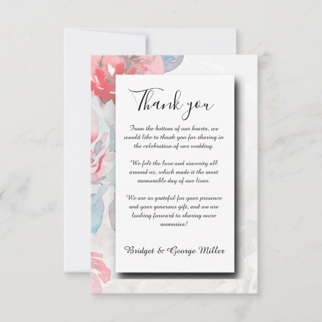 Tarjeta De Agradecimiento boda de rosa de flor silvestre floral blanca (Anverso)