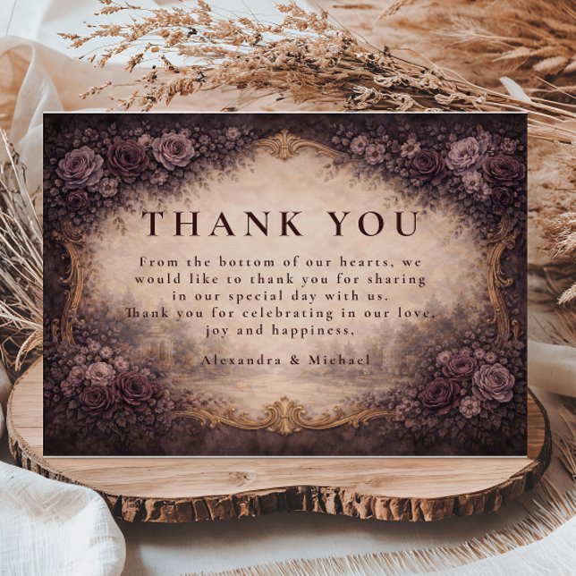 Tarjeta De Agradecimiento Boda de Rosa Gótica Barroca (Subido por el creador)
