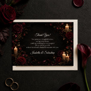 Tarjeta De Agradecimiento Boda de rosa gótica con velas encendidas