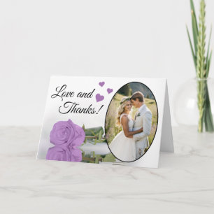 Tarjeta De Agradecimiento Boda de Rosa Lila Elegante Amor y Gracias