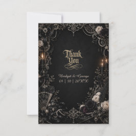 Tarjeta De Agradecimiento Boda de Rosa Perla Gótica Victoriana Barroca