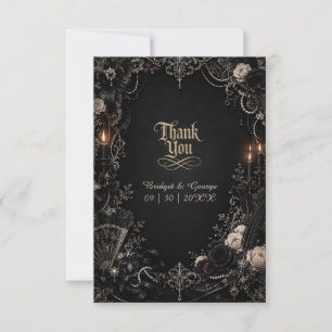 Tarjeta De Agradecimiento Boda de Rosa Perla Gótica Victoriana Barroca