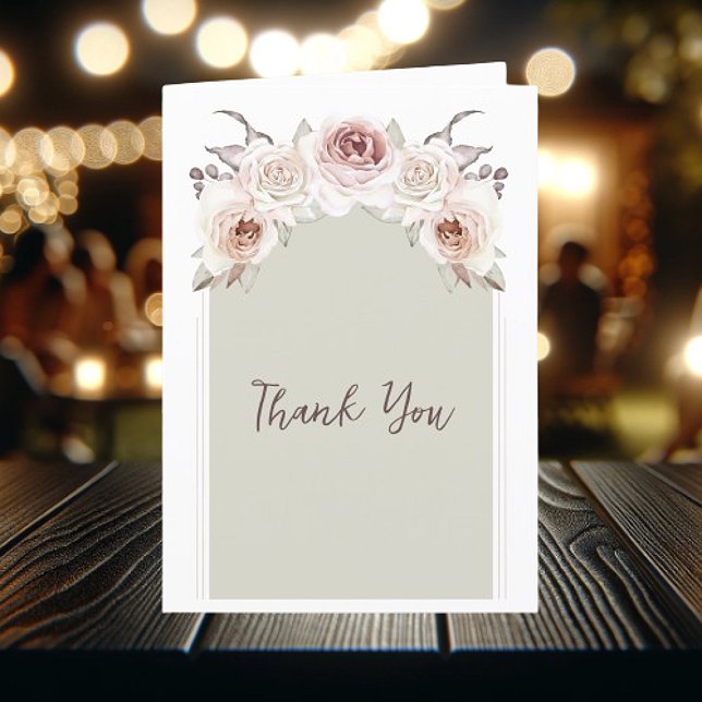 Tarjeta De Agradecimiento Boda de Rosas bohemios gracias (Bohemian Roses Wedding Thank You Card)