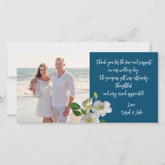 Tarjeta De Agradecimiento Boda de Rosas de la Playa Blanca. Gracias. (Anverso)