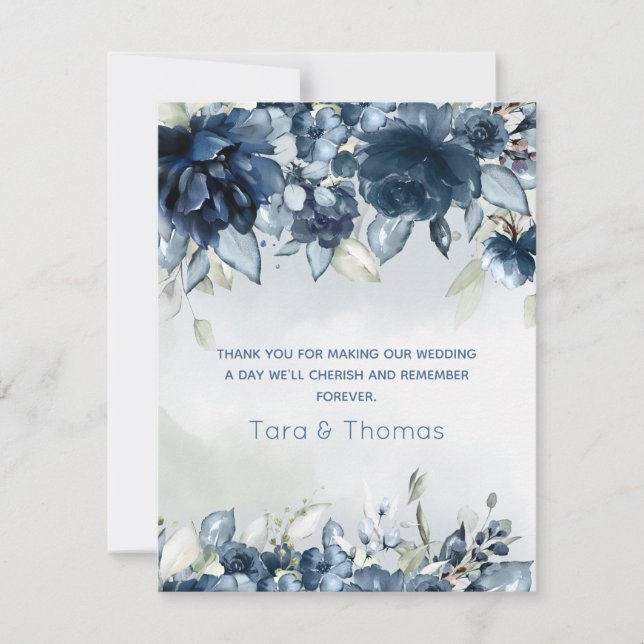 Tarjeta De Agradecimiento Boda de Rosas en cascada (Anverso)