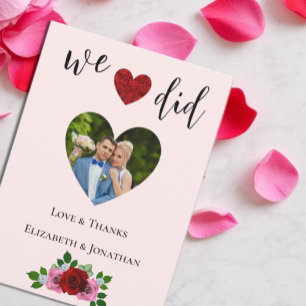 Tarjeta De Agradecimiento Boda de rosas rojas y rosas