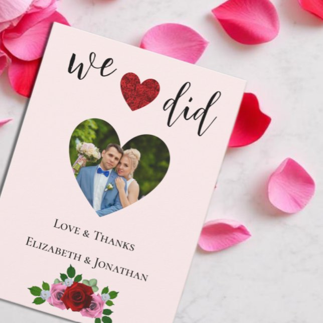 Tarjeta De Agradecimiento Boda de rosas rojas y rosas (Subido por el creador)