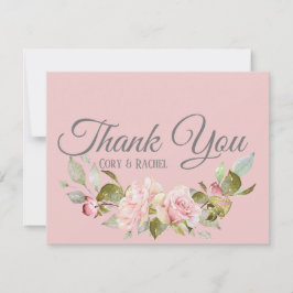 Tarjeta De Agradecimiento Boda de rosas rosadas púrpura bonito