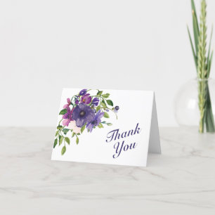 Tarjeta De Agradecimiento Boda de Rosas salvajes Blue Violet