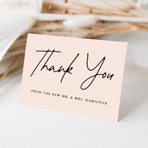 Tarjeta De Agradecimiento Boda de Rubor con script casual