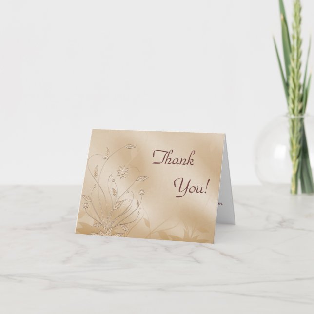 Tarjeta De Agradecimiento Boda de Seda de Marfil Bordada (Anverso)