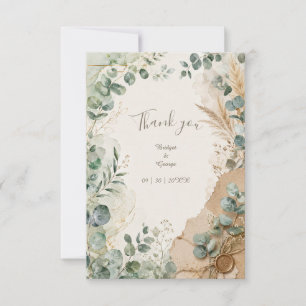 Tarjeta De Agradecimiento Boda de sello de cera de eucalipto en capas vintag