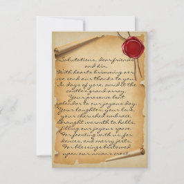 Tarjeta De Agradecimiento Boda De Sello De Cera Medieval Scroll